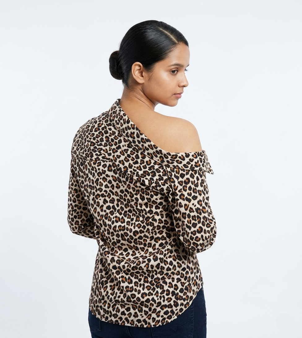 Tiger Print Off-Shoulder Shirt: Striking Panthera