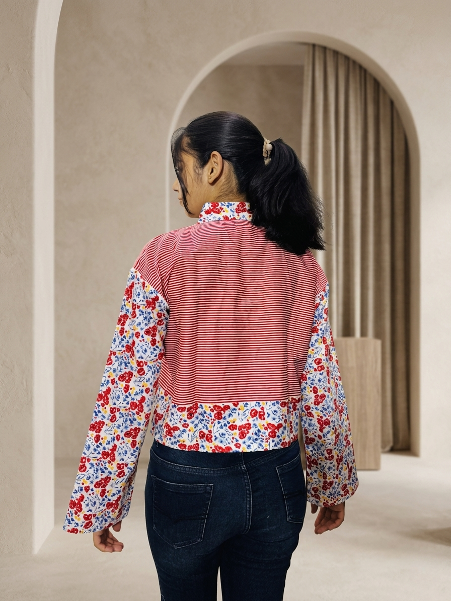 Crop Shirt: Mosaic Floral