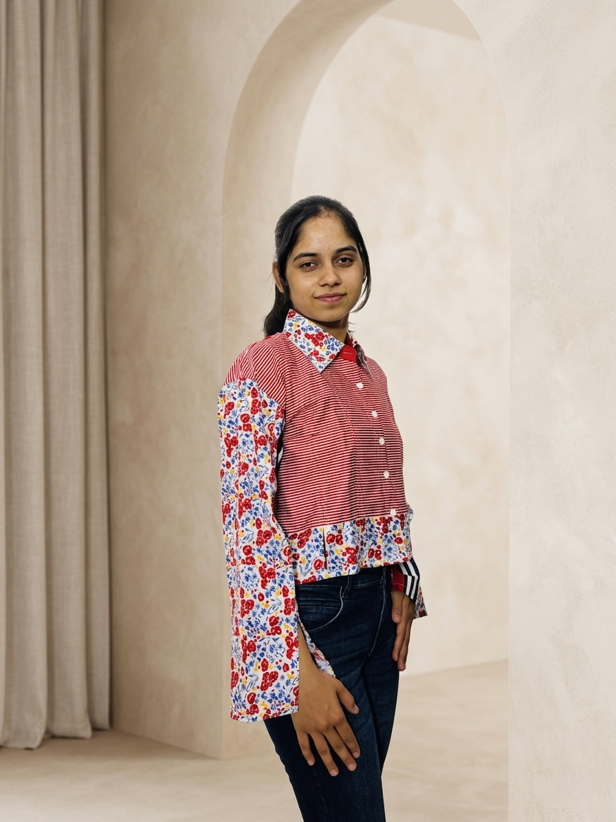 Crop Shirt: Mosaic Floral
