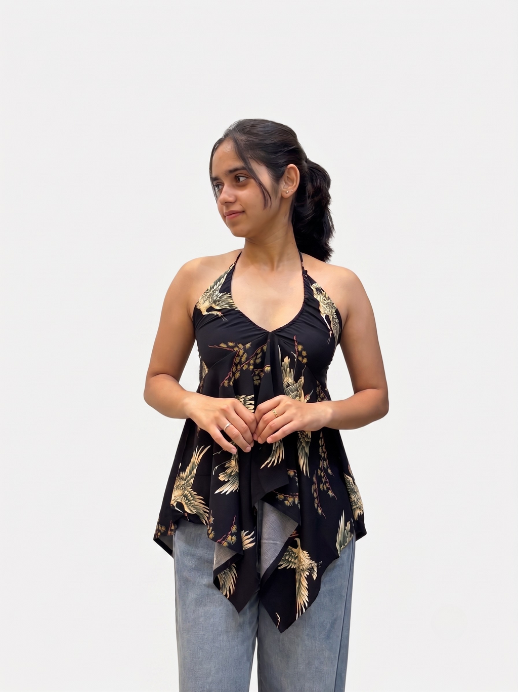 Hansika Flared Halter Kurti