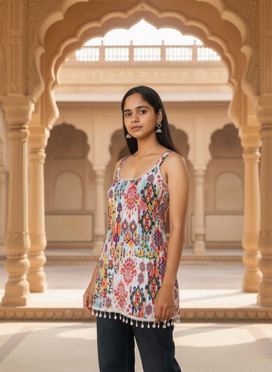 Rangrez Vibrant Ikat Kurtie