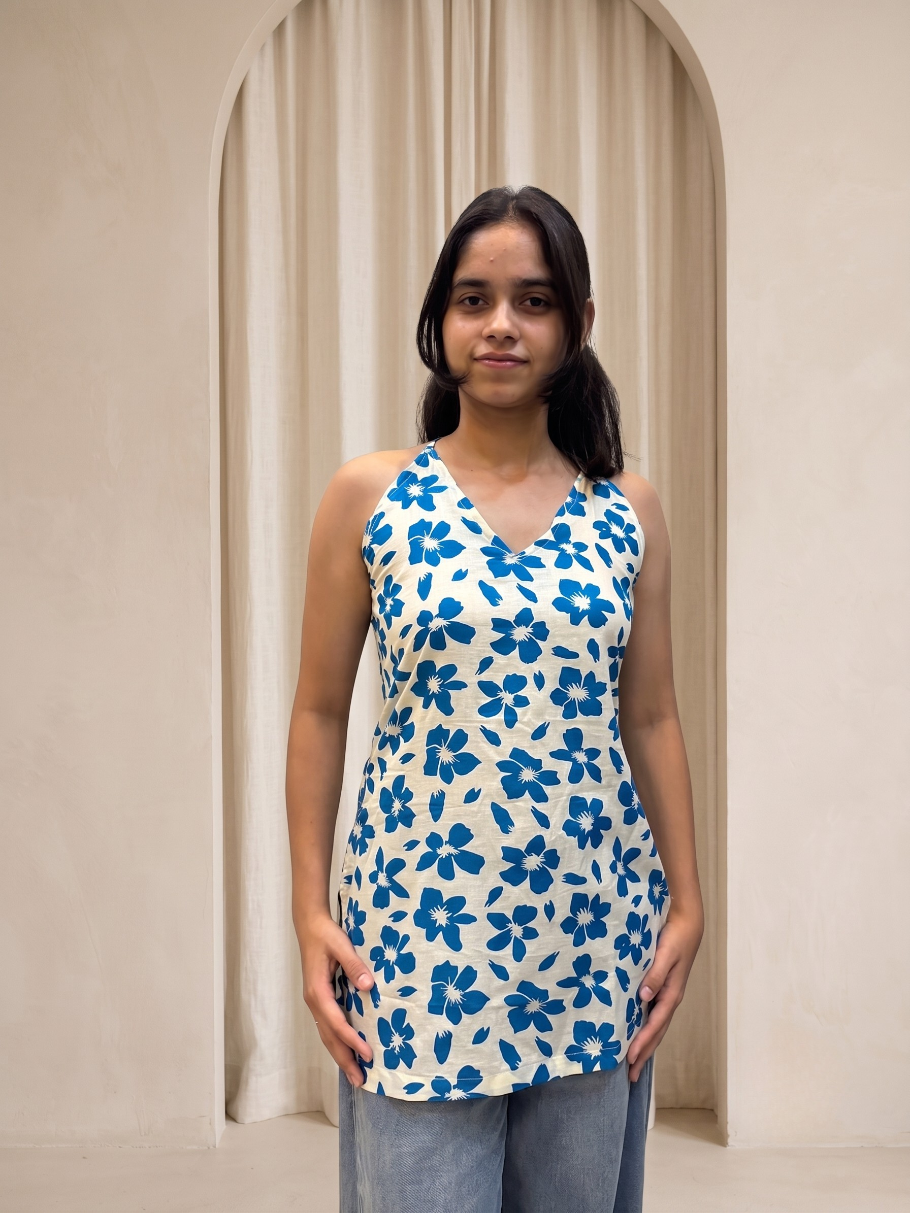 Blue Blossom Halter Neck Top