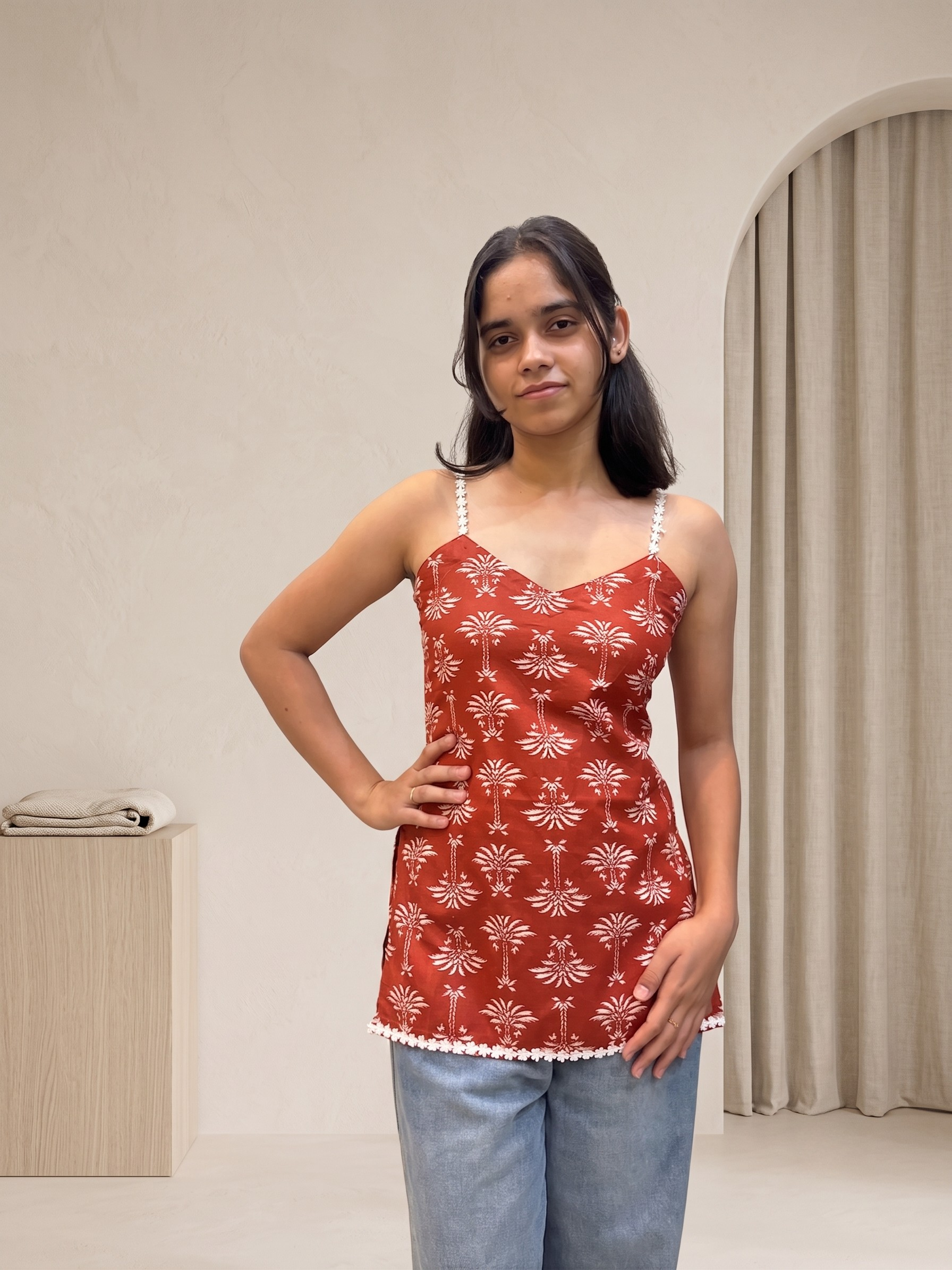 Kairali Palm Print Short Kurti