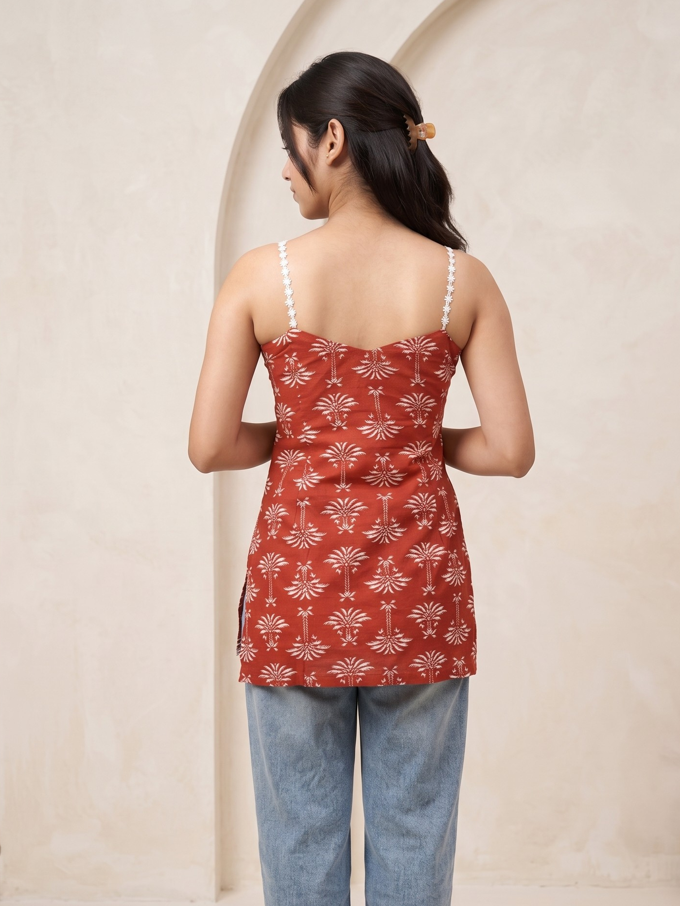 Kairali Palm Print Short Kurti