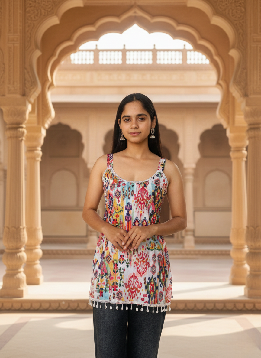 Rangrez Vibrant Ikat Kurtie