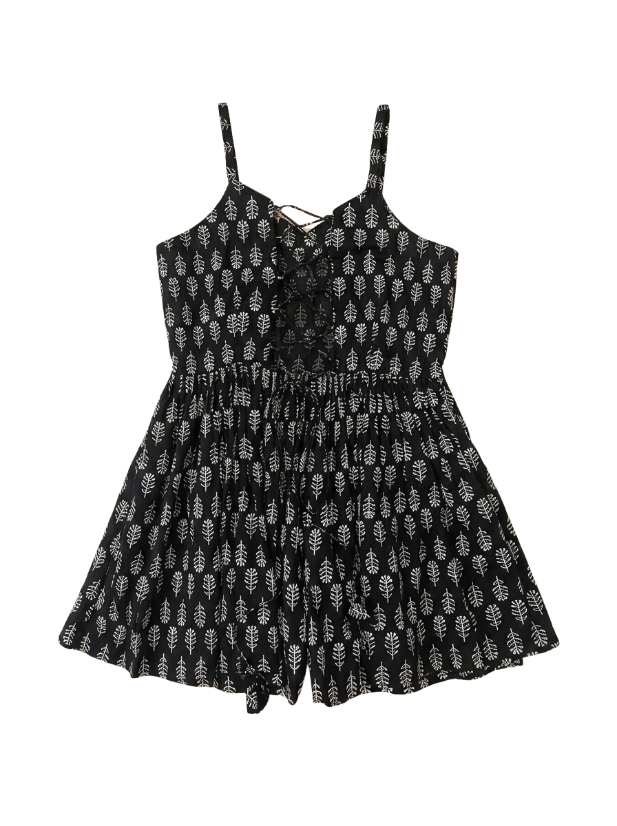 Midnight Leaf Flare Kurti Top