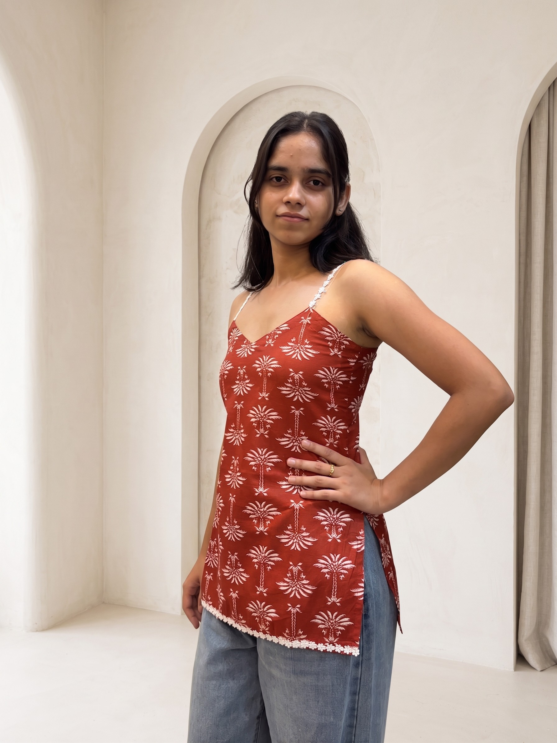 Kairali Palm Print Short Kurti